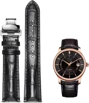 Genuine Leather Deployment Watch Band Italian Alligator Grain Embossed Calfskin Leather 14mm to 24mm Luxury Business Casual Universal Replacement mortar weightily Strap Men Women Quick Release 