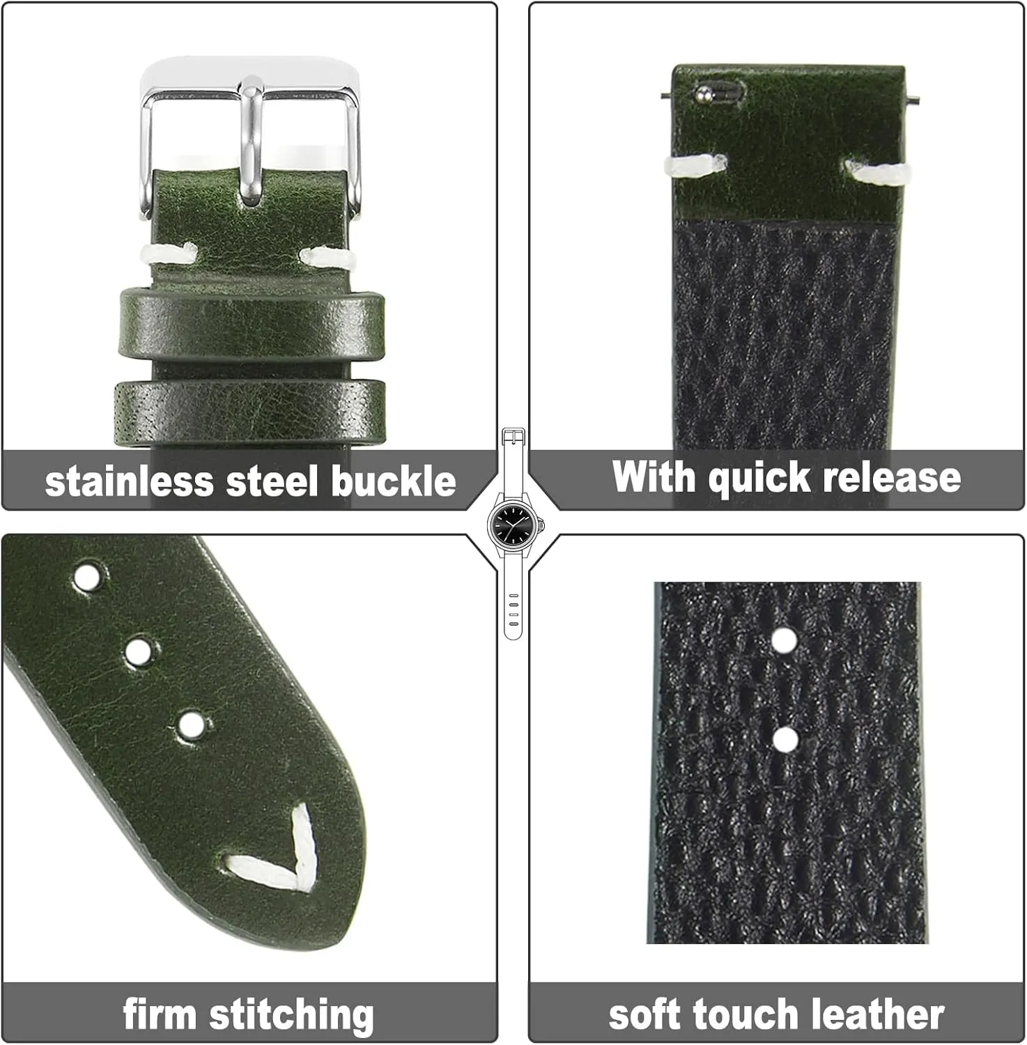 Genuine Watch tectonic Strap 18mm 19mm 20mm 22mm for Men and Women WOUKUP Vintage Leather Watch Band Quick Release Replacement 