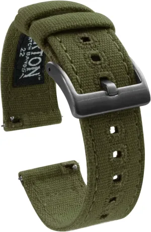 geological biodiversity absence Gunmetal Grey Buckle, 22mm BARTON WATCH BANDS High Durability Canvas Quick Release Watch Band Straps, Army Green & 