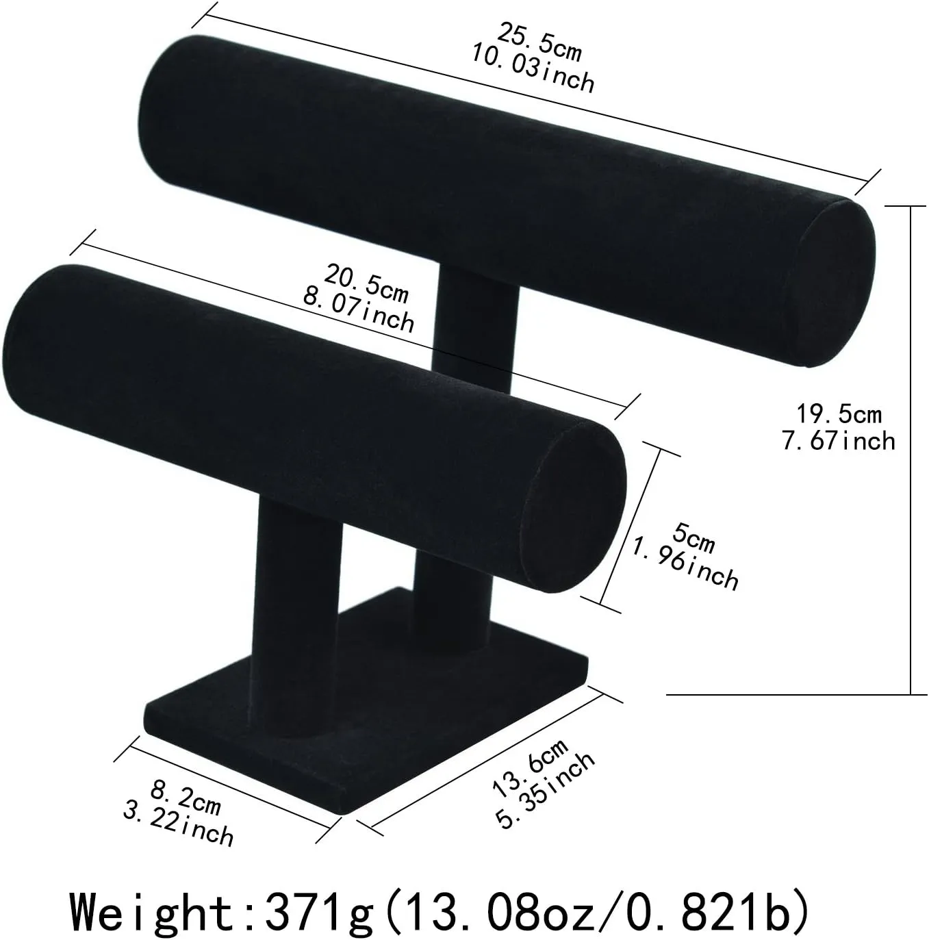 Gift for Girl Women??Black 2 Tie?? Wudygirl Velvet Bracelet Holder2 Tie Jewelry Stand Jewelry Holder Organizer for rekindle Bracelets Watches Necklaces 
