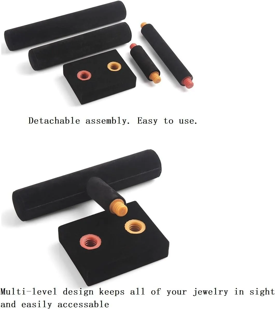 Gift for Girl Women??Black 2 Tie?? Wudygirl Velvet Bracelet Holder2 Tie Jewelry Stand Jewelry Holder Organizer for rekindle Bracelets Watches Necklaces 