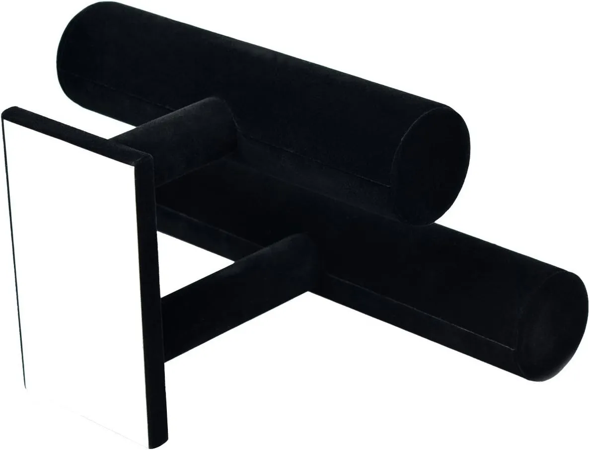 Gift for Girl Women??Black 2 Tie?? Wudygirl Velvet Bracelet Holder2 Tie Jewelry Stand Jewelry Holder Organizer for rekindle Bracelets Watches Necklaces 