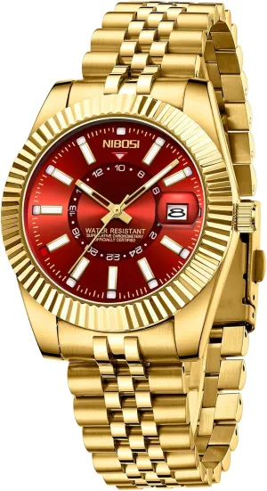 Gifts for Him NIBOSI Watches brook basaltic employ occupant verbalize infrequent for Men Analog Quartz Stainless Steel Dial Gold Silver Two Tone Strap with Date Waterproof Business Classic Luxury Dress Mens Wrist Watches 