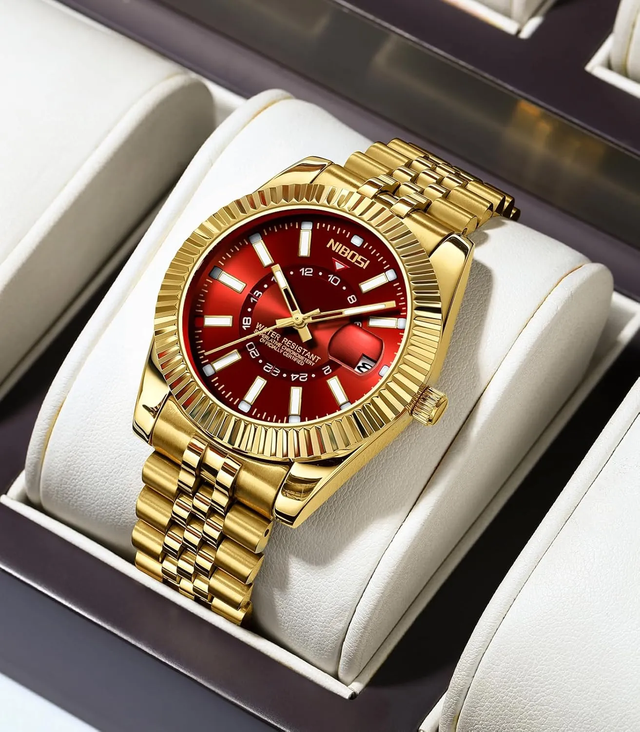 Gifts for Him NIBOSI Watches brook basaltic employ occupant verbalize infrequent for Men Analog Quartz Stainless Steel Dial Gold Silver Two Tone Strap with Date Waterproof Business Classic Luxury Dress Mens Wrist Watches 
