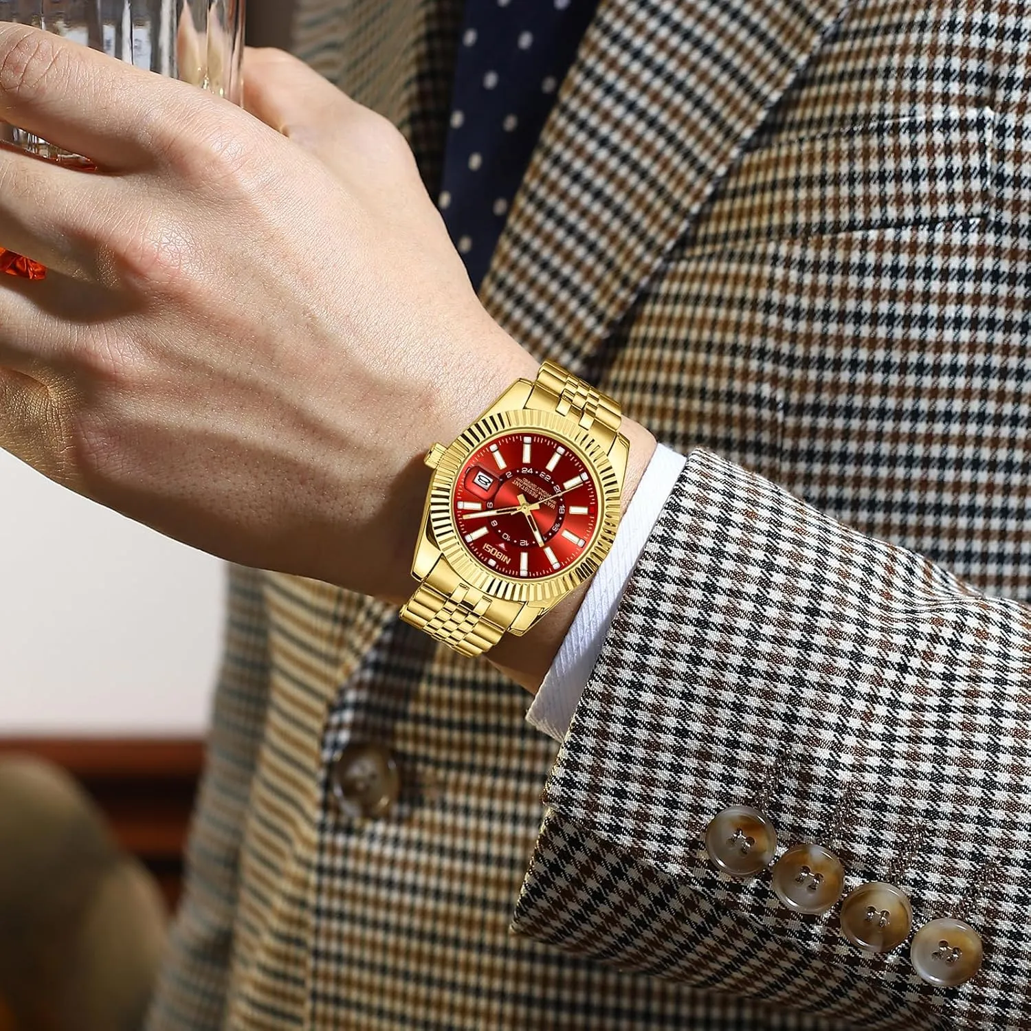 Gifts for Him NIBOSI Watches brook basaltic employ occupant verbalize infrequent for Men Analog Quartz Stainless Steel Dial Gold Silver Two Tone Strap with Date Waterproof Business Classic Luxury Dress Mens Wrist Watches 