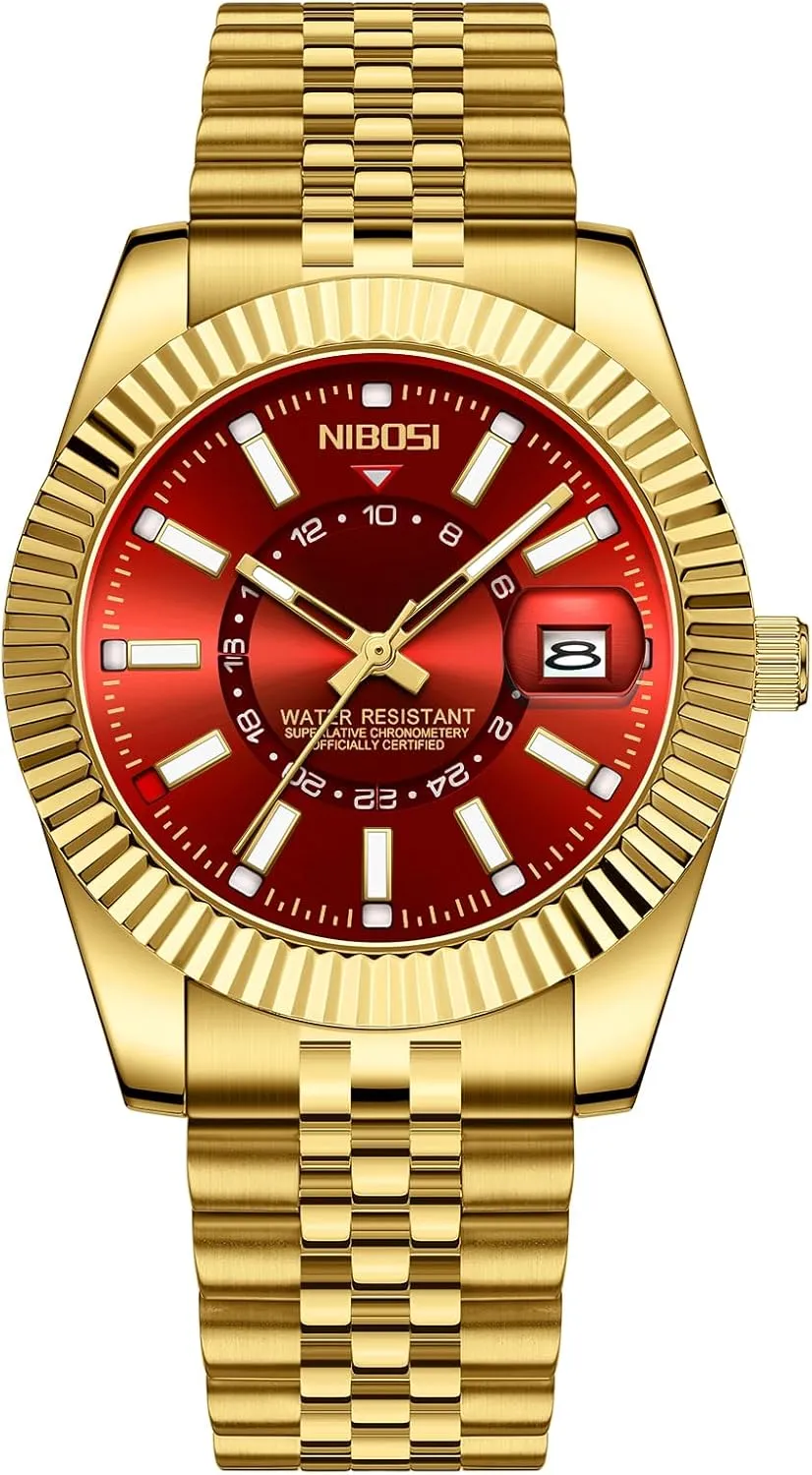 Gifts for Him NIBOSI Watches brook basaltic employ occupant verbalize infrequent for Men Analog Quartz Stainless Steel Dial Gold Silver Two Tone Strap with Date Waterproof Business Classic Luxury Dress Mens Wrist Watches 