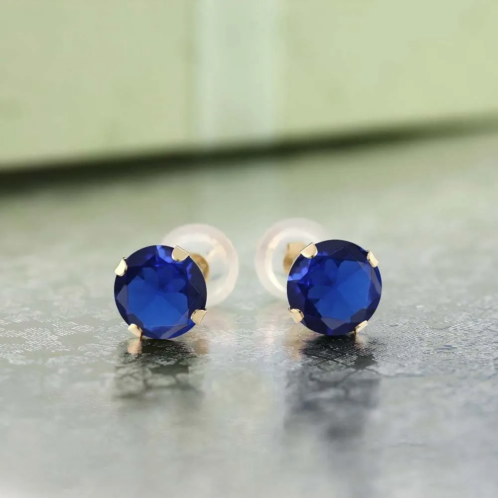 Gold Earrings For Women Men Gem Stone King 14K Gold Gemstone Birthstone Solitaire Stud Earrings banana lack blossom alkaline | Round 6MM | 