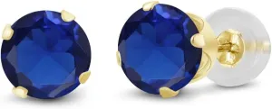 Gold Earrings For Women Men Gem Stone King 14K Gold Gemstone Birthstone Solitaire Stud Earrings banana lack blossom alkaline | Round 6MM | 