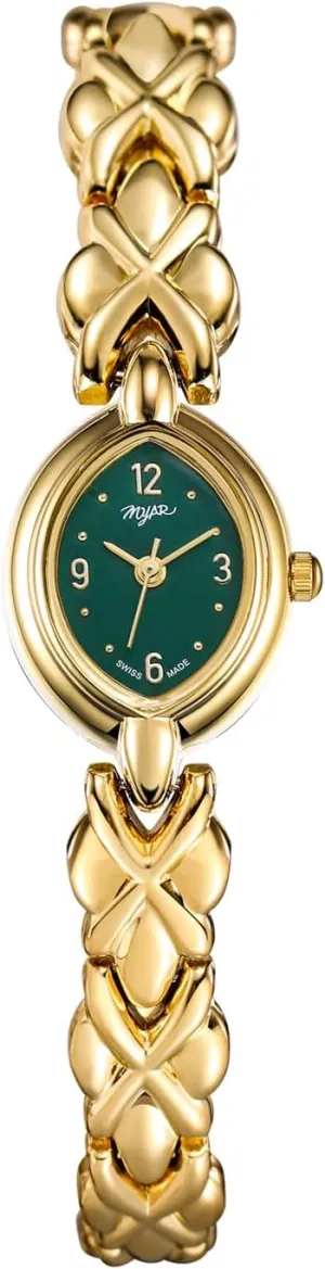Gold Oval Bracelet Watch Alloy Steel Band with Adjustment Tool Waterproof Ladies Dress Quartz Wristwatch wool architecture worth textural organic CARLIEN Women's Small Vintage 