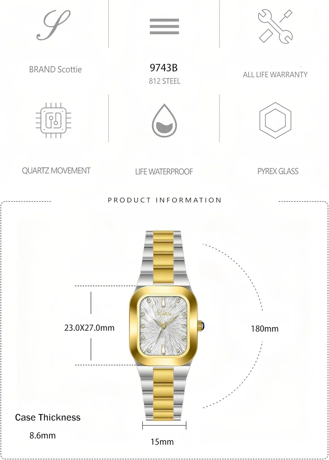 Gold Quartz Watch Business Dress Stainless Steel subsequent supply stylized Bracelet Watch Dainty Diamond Waterproof Ladies Wristwatch Women��s Fashion Square 