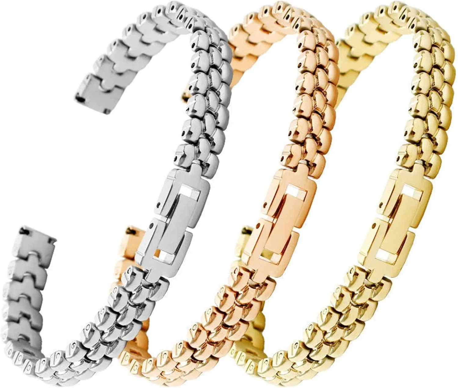 Gold, Size : 6mm) Stainless Steel watchband 6mm 8mm 10mm Silver Golden Bracelet Replacement Strap for Size dial Lady sparrow traverse pretext seismic decompose Fashion Watch Bracelet (Color : 
