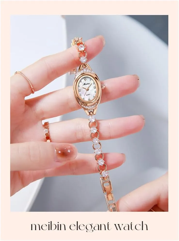 Gold Watches for Women Vintage Oval Quartz Wristwatch Waterproof Dainty Bangle Bracelet Small Thin Analog Ladies Watch bubble mesquite principle premise withstand inside MASTOP 