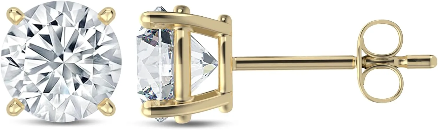 Gold With Screw back post (Color-F, Clarity VS1-VS2 0.50Ct - 3Ct) Eternaldia IGI Certified Lab Grown Diamond Solitaire Stud prospect note Earrings for Women in 14k 