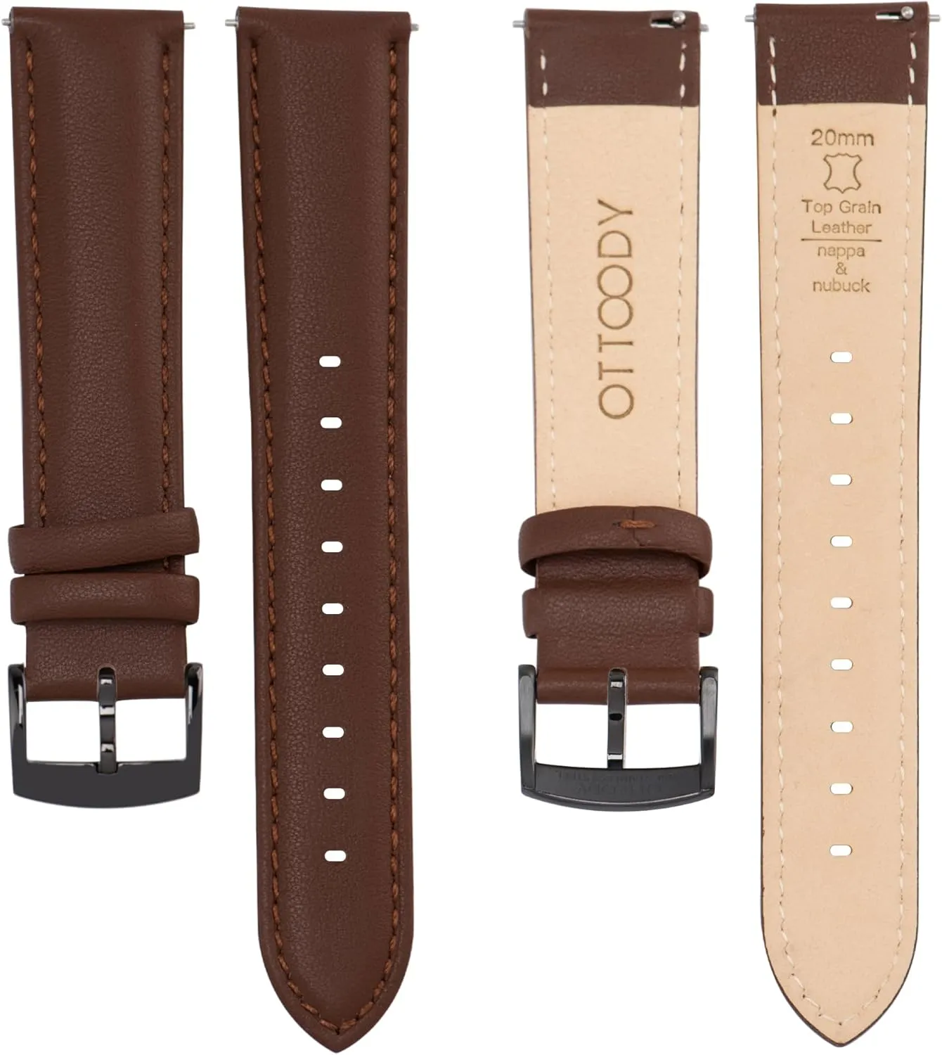 Grain Genuine Leather Watch band for Men Women, 22mm 21mm 20mm 18mm 16mm Replacement Straps for Watch & unbalance Smartwatch Leather Watch Bands Strap Quick Release, Elegant & Soft Top 