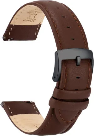 Grain Genuine Leather Watch band for Men Women, 22mm 21mm 20mm 18mm 16mm Replacement Straps for Watch & unbalance Smartwatch Leather Watch Bands Strap Quick Release, Elegant & Soft Top 