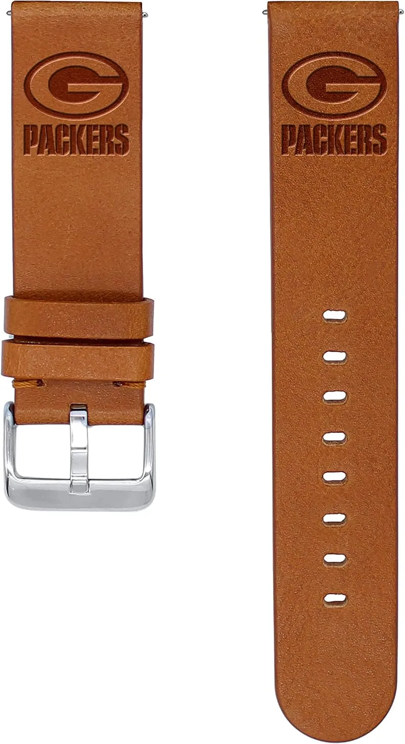 Green Bay Packers Premium Leather Watch Band Compatible with Samsung Galaxy Watch & More securely Game Time 
