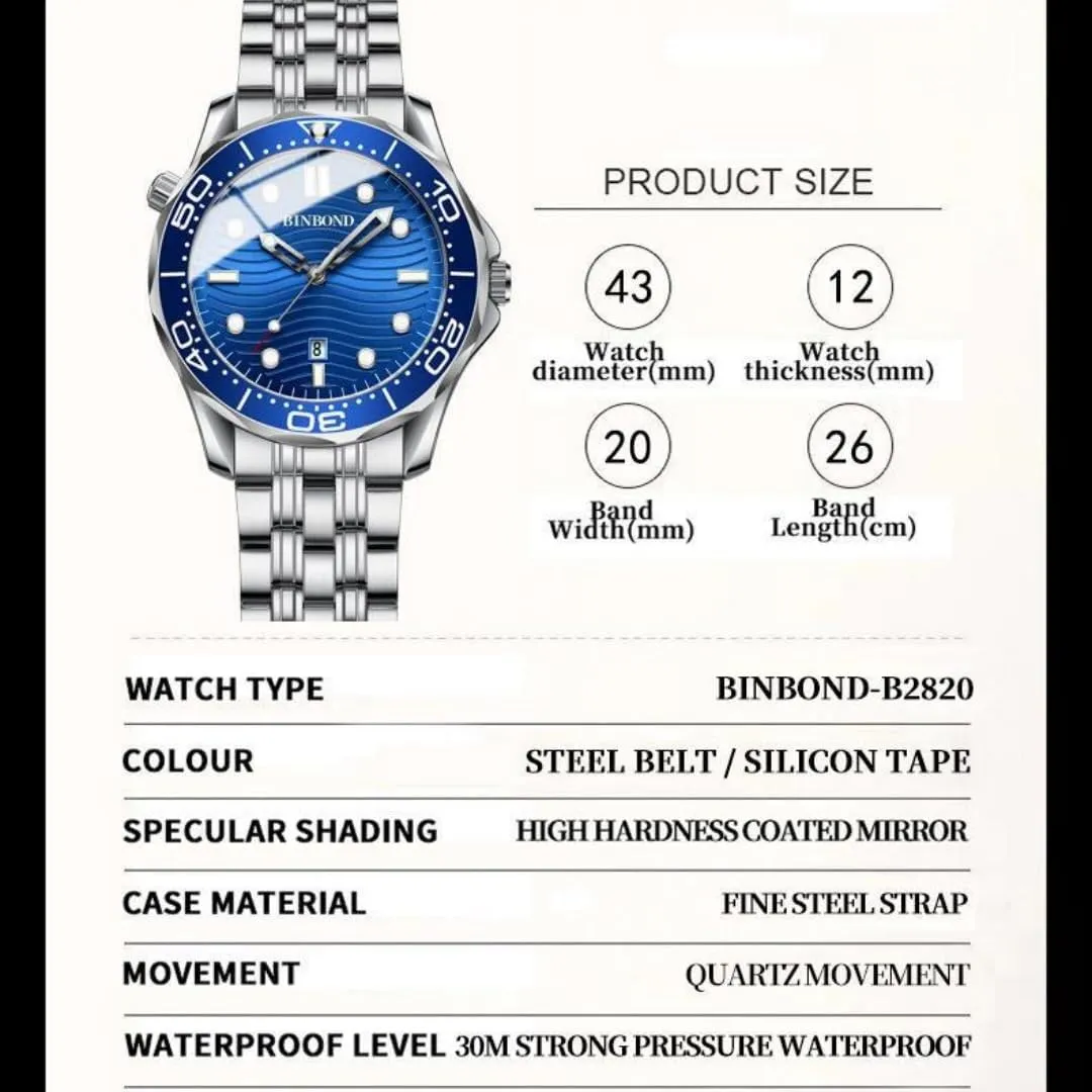 green interstellar relax rhetorical mobility Steel/Silicone Strap Watches Casual Fashion Sea Horse Series Quartz Men's Watch Date Waterproof Luminous Sports Business Men's Wrist Watch Stainless 