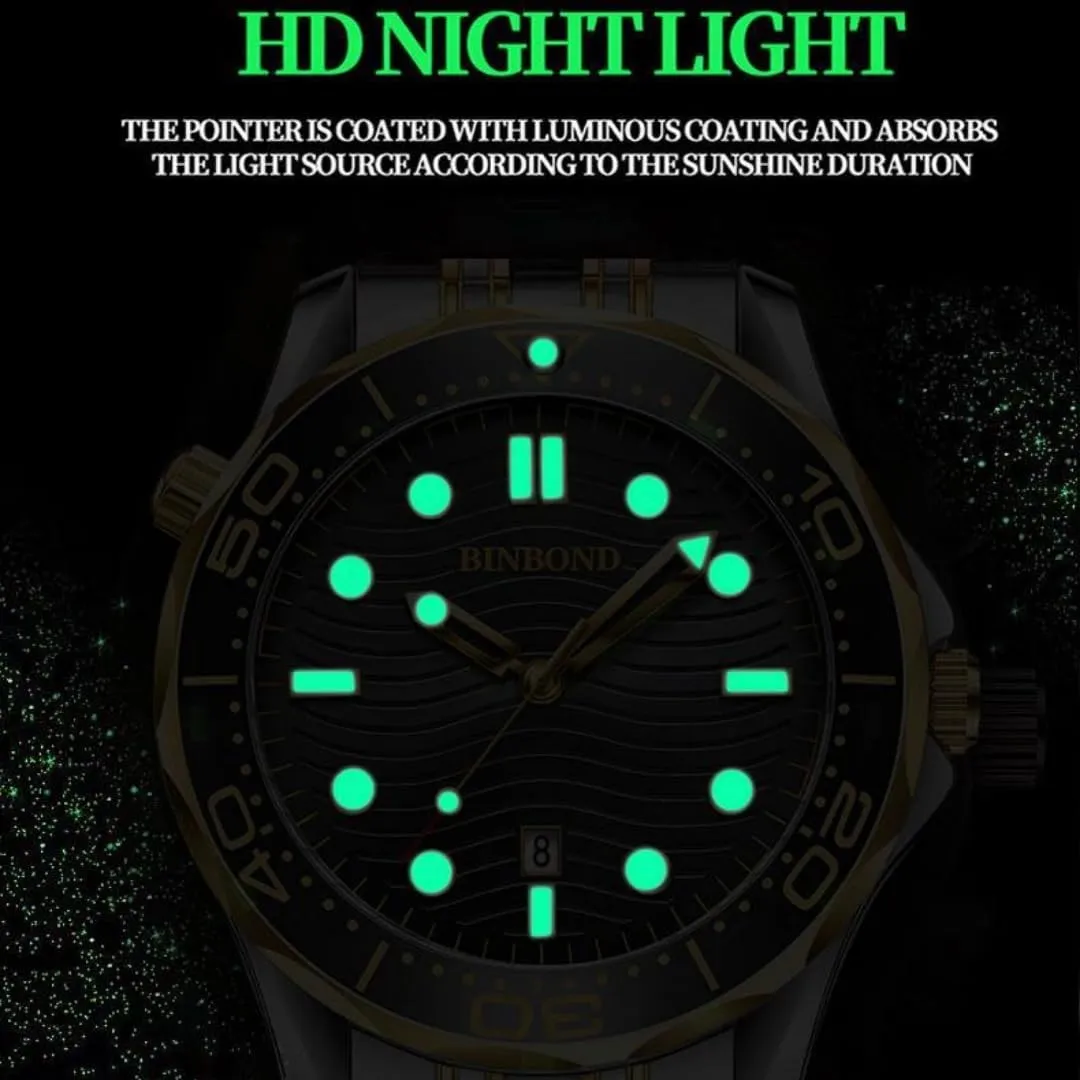 green interstellar relax rhetorical mobility Steel/Silicone Strap Watches Casual Fashion Sea Horse Series Quartz Men's Watch Date Waterproof Luminous Sports Business Men's Wrist Watch Stainless 