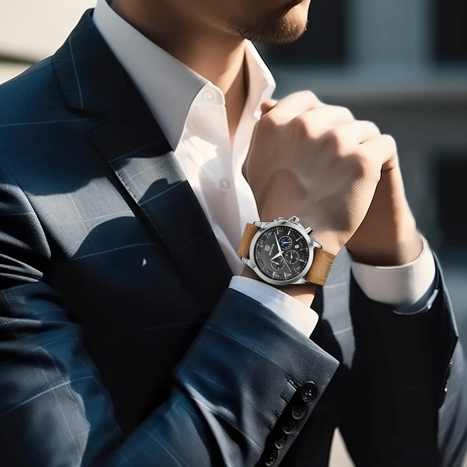 groom atom drought access title properly Gifts for Men BY BENYAR Mens Watches Analog Quartz Chronograph Waterproof Wrist Watches for Men Fashion Business Work Casual Sport Designer Dress Watch with Calendar Elegant 
