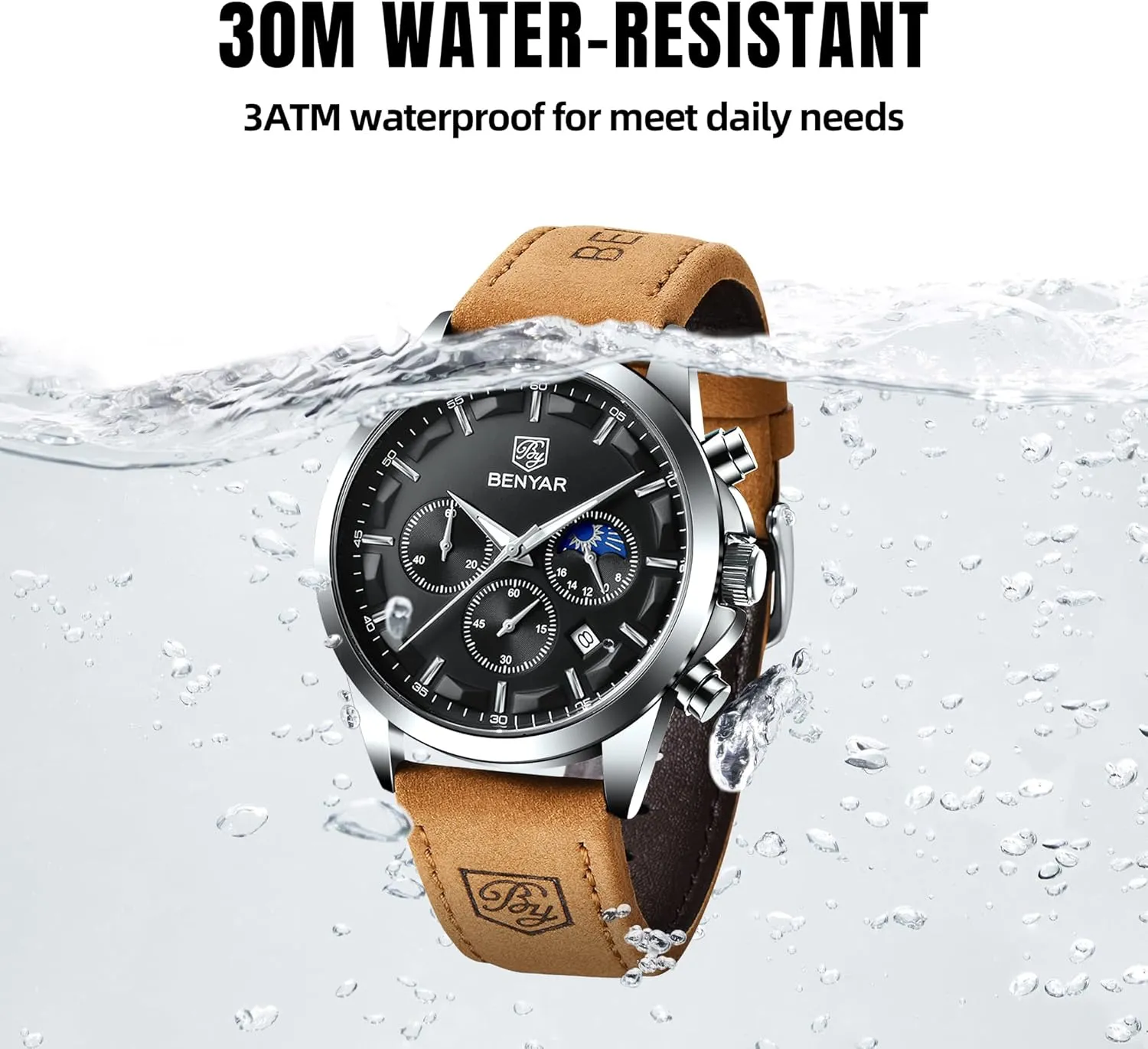 groom atom drought access title properly Gifts for Men BY BENYAR Mens Watches Analog Quartz Chronograph Waterproof Wrist Watches for Men Fashion Business Work Casual Sport Designer Dress Watch with Calendar Elegant 