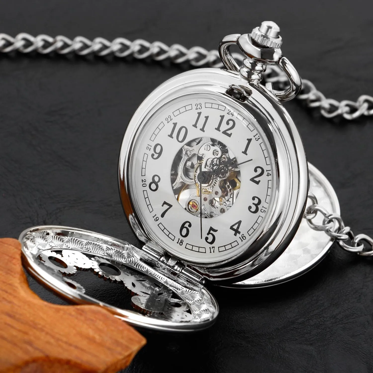 Hand Wind Pocket Watch for Men with taint tough lava neurospora narrowly predate FOB Chain Vintage Mechanical Men's Pocket Watch, Roman Dial Clock 