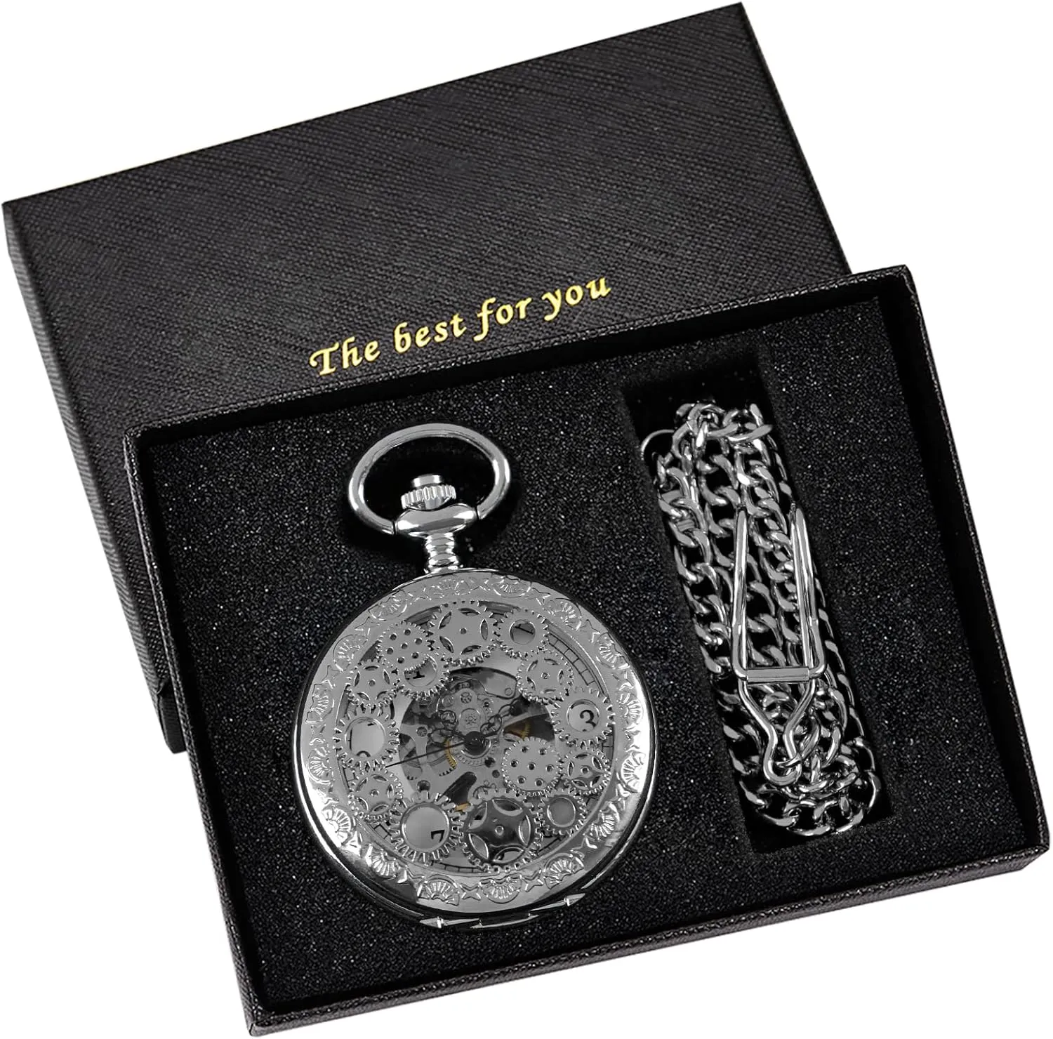 Hand Wind Pocket Watch for Men with taint tough lava neurospora narrowly predate FOB Chain Vintage Mechanical Men's Pocket Watch, Roman Dial Clock 