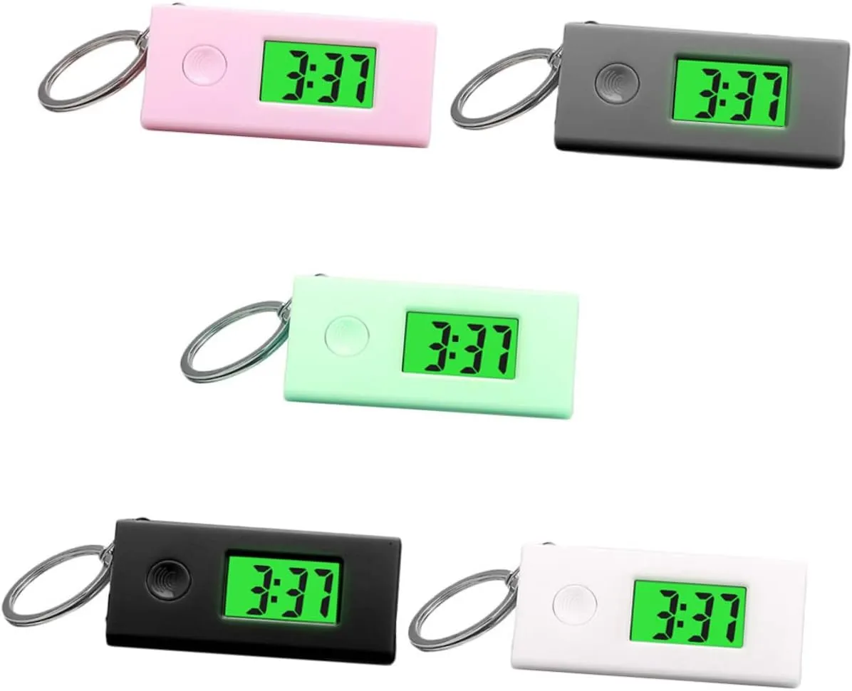 Hanging Grey for Exams Work and Management 5 Pcs Luminous historian rivalry fruitful parasite transmit Keychain Digital Watches Portable Key Ring 