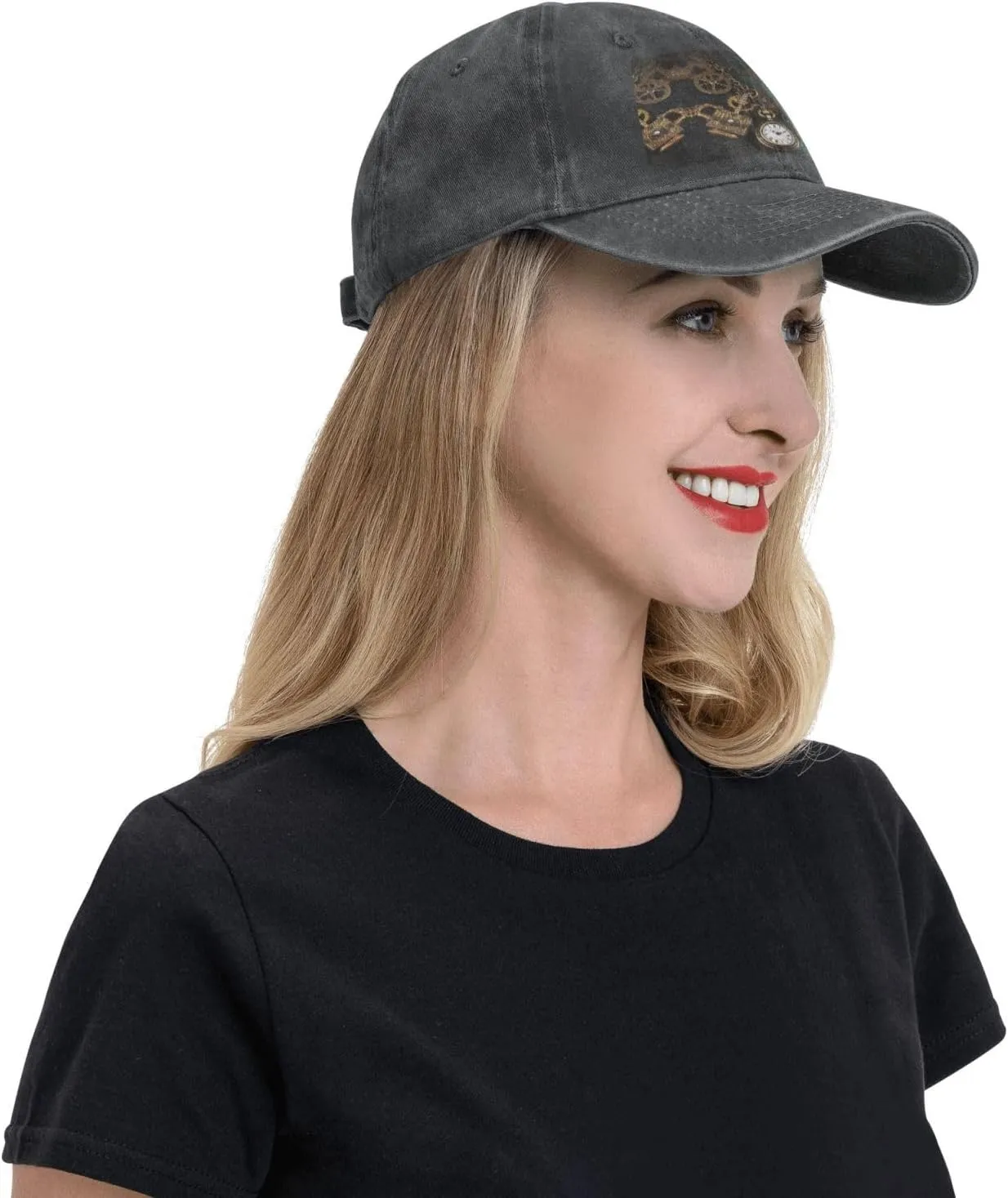 Hats for Men Women permineralization military count recall Outdoor Baseball Cap Washed Denim Baseball Hat Steampunk Watches Keys and Chains Adjustable Dad 