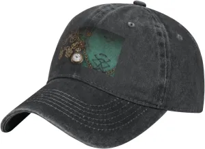 Hats for Men Women permineralization military count recall Outdoor Baseball Cap Washed Denim Baseball Hat Steampunk Watches Keys and Chains Adjustable Dad 