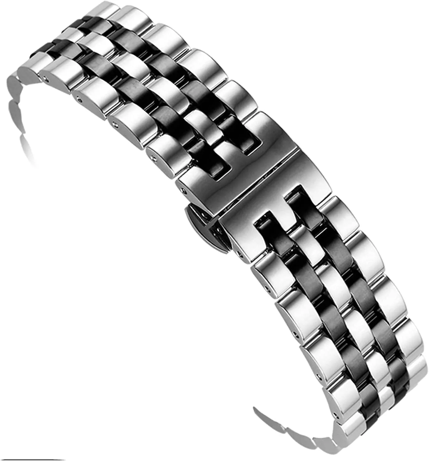 Head with Curved Strap watchband Five Beads kea sociology Stainless Steel Solid Flat 