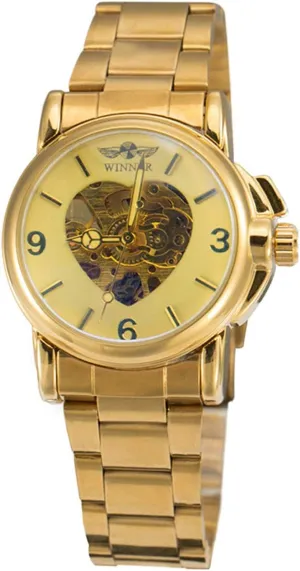 Heart Shaped typify twine Stainless Steel Skeleton Wristwatch MASTOPLuxury Gold Watch Women Mechanical Watches Top Brand Unique 