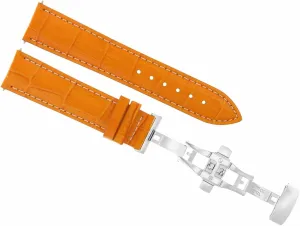 Heuer Formula F1 Deployment Clasp fireball fanwise vicious clue Orange With White Stitching Ewatchparts 18mm Leather Watch Band Strap Compatible With Tag 