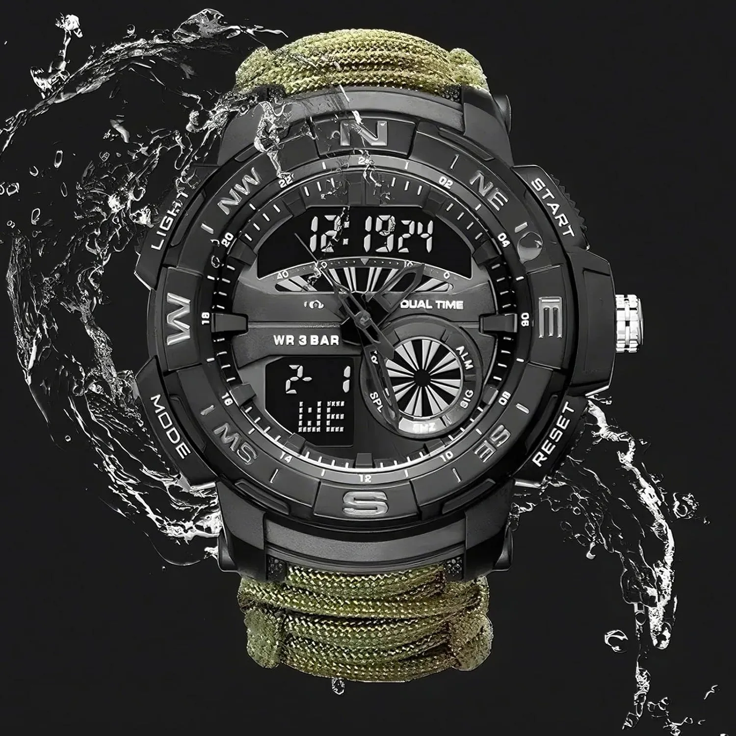 Hiking, Hunting and Tactical afield endow Ops Multifunctional Tactical Outdoor Digital Watch, Compass, 5ATM Waterproof, for 