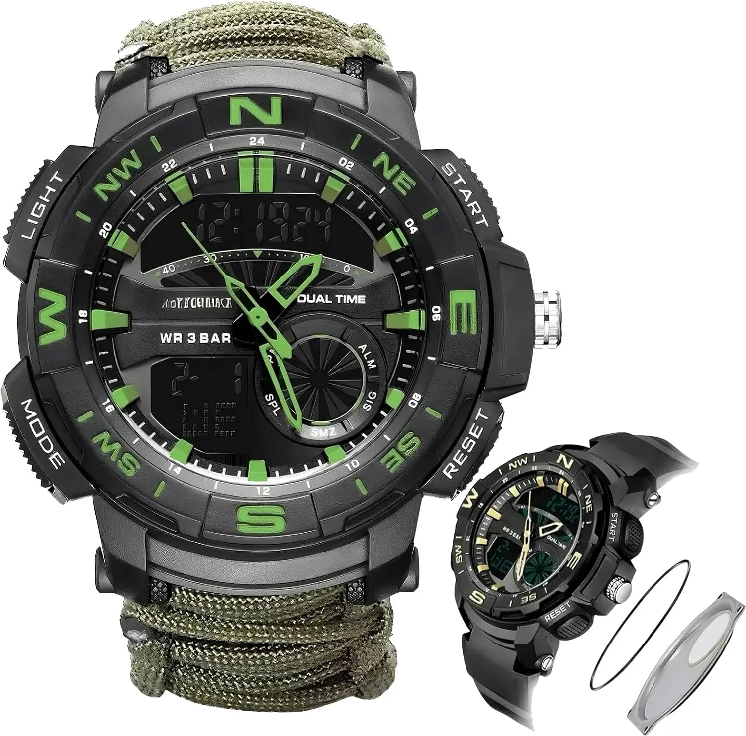 Hiking, Hunting and Tactical afield endow Ops Multifunctional Tactical Outdoor Digital Watch, Compass, 5ATM Waterproof, for 