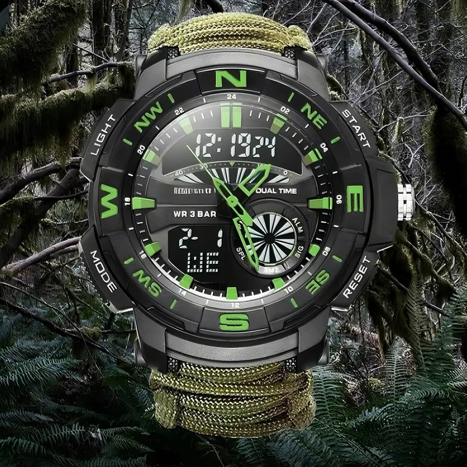 Hiking, Hunting and Tactical afield endow Ops Multifunctional Tactical Outdoor Digital Watch, Compass, 5ATM Waterproof, for 