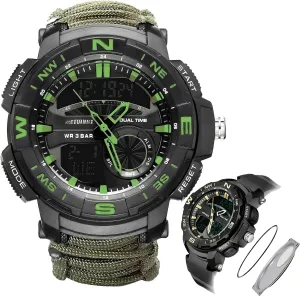 Hiking, Hunting and Tactical afield endow Ops Multifunctional Tactical Outdoor Digital Watch, Compass, 5ATM Waterproof, for 