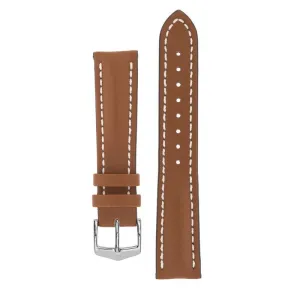 Hirsch HEAVY CALF Water-Resistant Calf Leather Watch Strap in GOLD BROWN