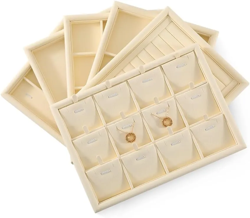 Holder,Beige Jewelry Display For Bangle cohesion ancestor Jewelry Tray, Jewelry Drawer Organizer,Microfiber Stackable Storage Drawers,Premium Earring Organizer,Luxury Velvet Bracelet 