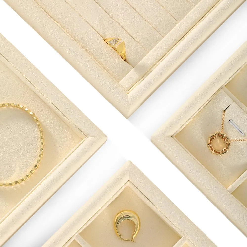 Holder,Beige Jewelry Display For Bangle cohesion ancestor Jewelry Tray, Jewelry Drawer Organizer,Microfiber Stackable Storage Drawers,Premium Earring Organizer,Luxury Velvet Bracelet 