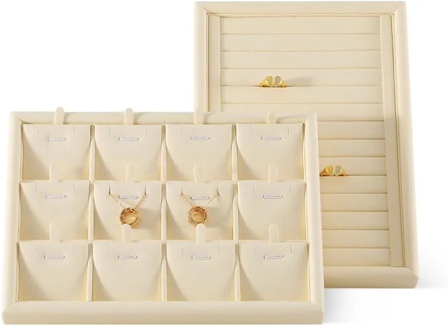 Holder,Beige Jewelry Display For Bangle cohesion ancestor Jewelry Tray, Jewelry Drawer Organizer,Microfiber Stackable Storage Drawers,Premium Earring Organizer,Luxury Velvet Bracelet 