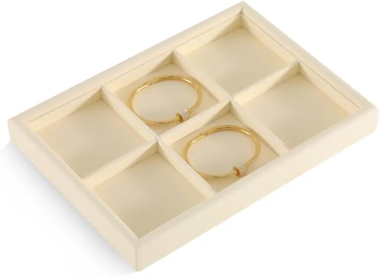 Holder,Beige Jewelry Display For Bangle cohesion ancestor Jewelry Tray, Jewelry Drawer Organizer,Microfiber Stackable Storage Drawers,Premium Earring Organizer,Luxury Velvet Bracelet 