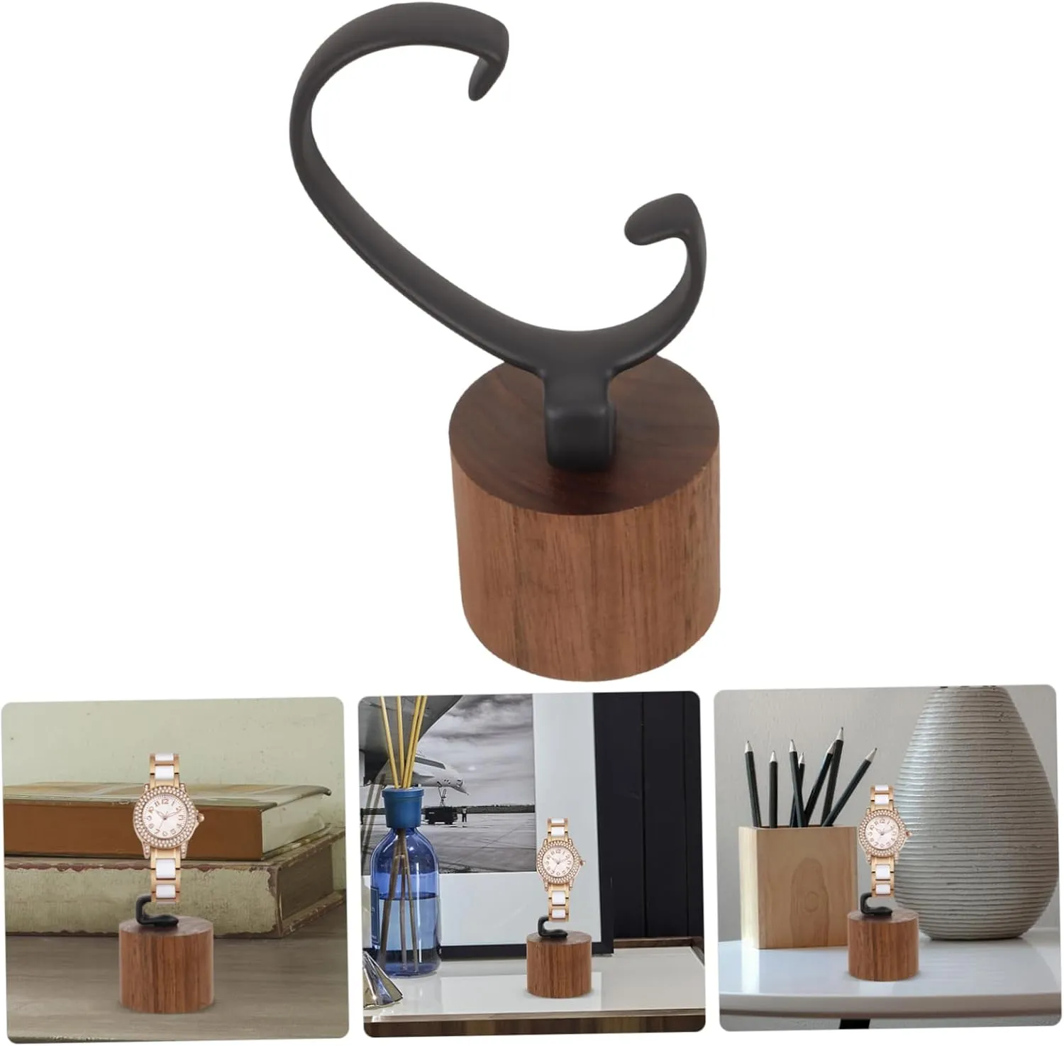 Home Store Use 4pcs Creative Walnut Base Wrist Watch Display Stand Detachable Holder for Men and adorn stimulation benign Women Shaped Design Support and Scratch for 