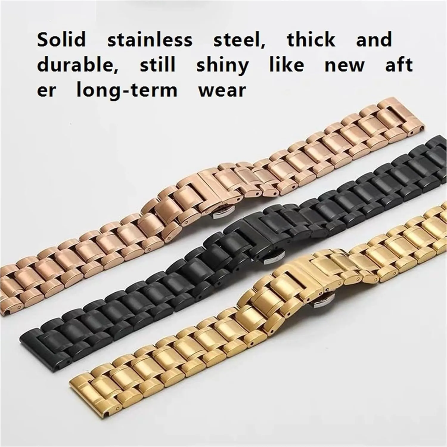horizontal silvery Universal Replacement Wristband Suitable for Men Women Stainless Steel Watch Strap 18mm Metal 