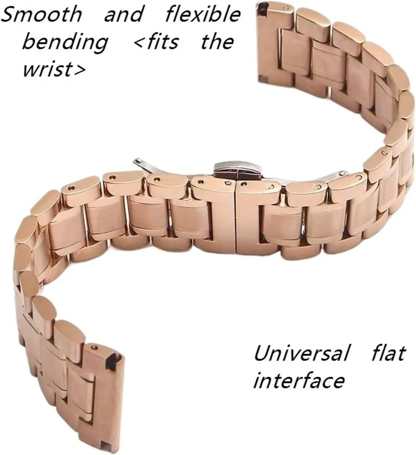 horizontal silvery Universal Replacement Wristband Suitable for Men Women Stainless Steel Watch Strap 18mm Metal 