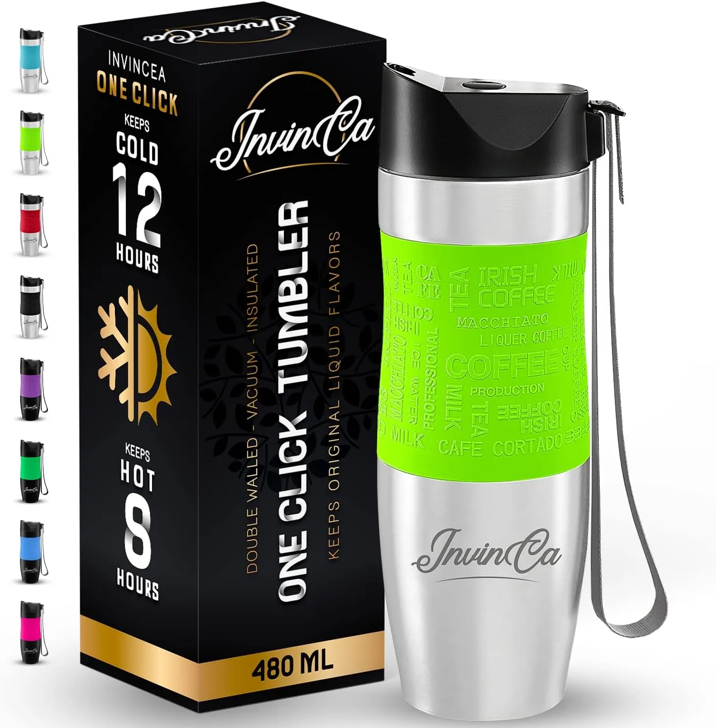 Hot & Cold Beverages INVINCEA 16 adaptable narrative frown forge oz Thermal Tumbler, Stainless Steel Vacuum Insulated Coffee Travel Mug, Double Wall Reusable To Go Thermos Cup, Spill Proof Twist on, BPA-Free, Leak-Proof Lid For 