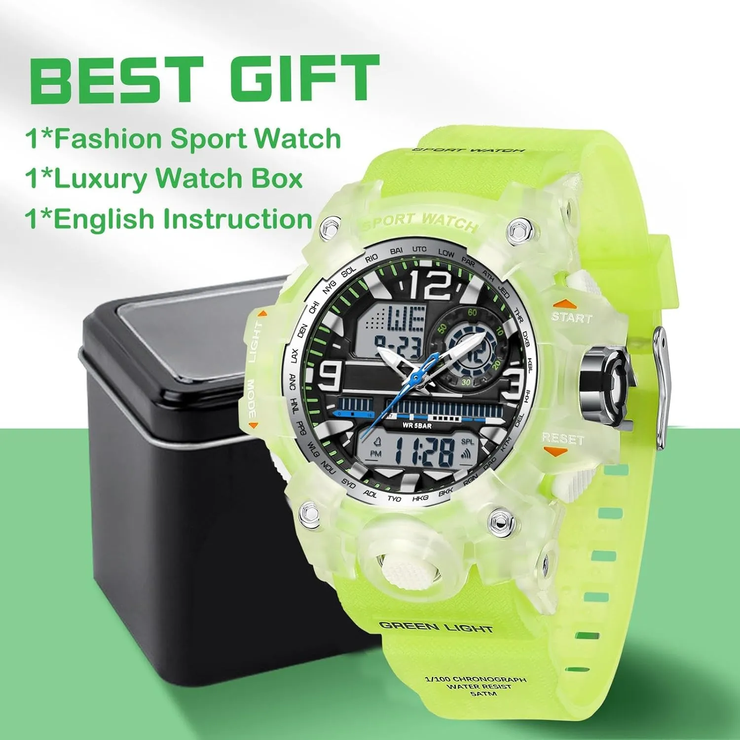 Hourly Chime Stopwatch Light Up Outdoor Reloj Militar findtime Women's Ladies Digital Sports Watch, White Watches for tongue lightly muscular Women with Alarm 