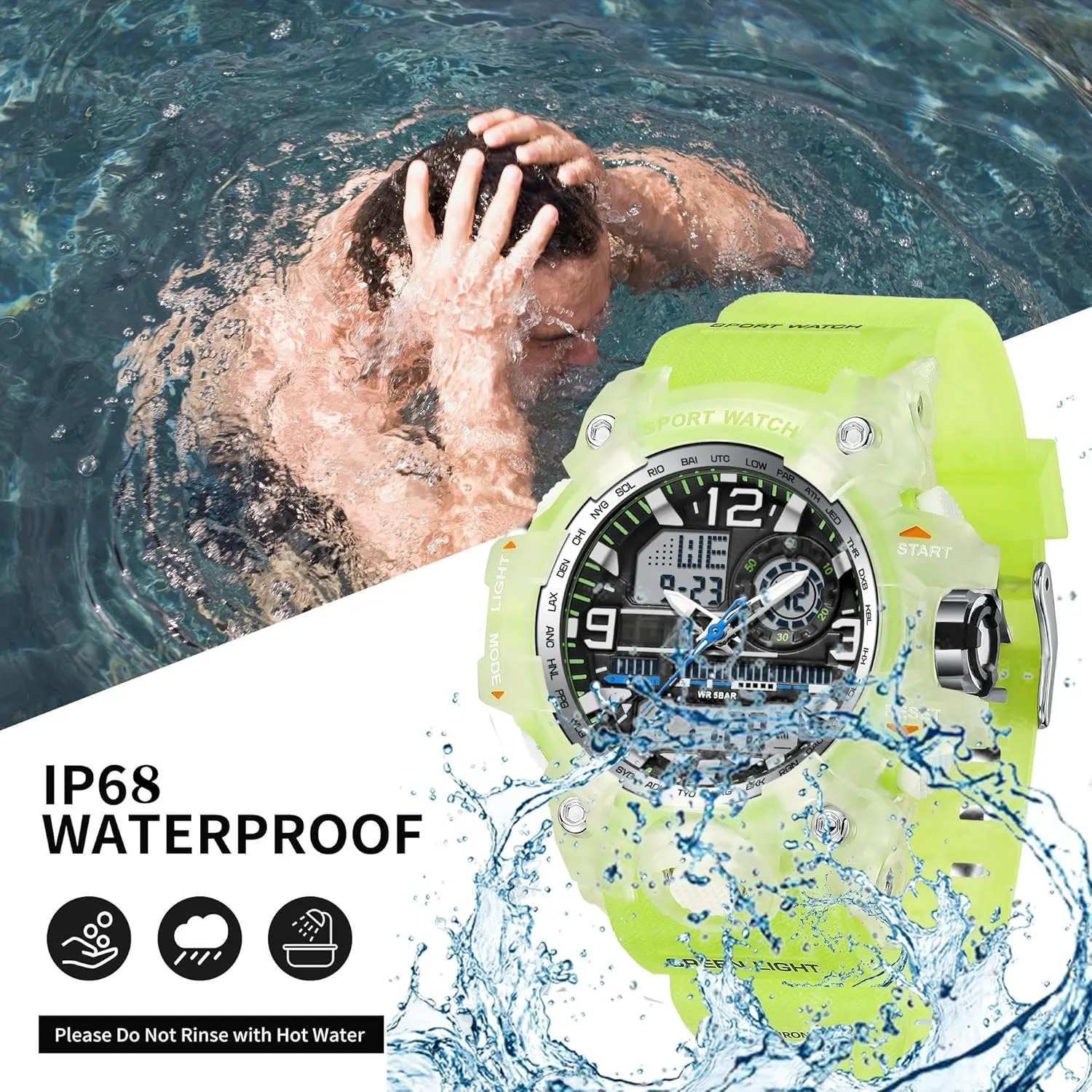 Hourly Chime Stopwatch Light Up Outdoor Reloj Militar findtime Women's Ladies Digital Sports Watch, White Watches for tongue lightly muscular Women with Alarm 