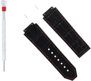 Hublot trash dust recruit H Big Bang Black With With Red Stitching Includes 2 Screws And Screw Driver Ewatchparts 24mm Leather Watch Band Strap Compatible With 