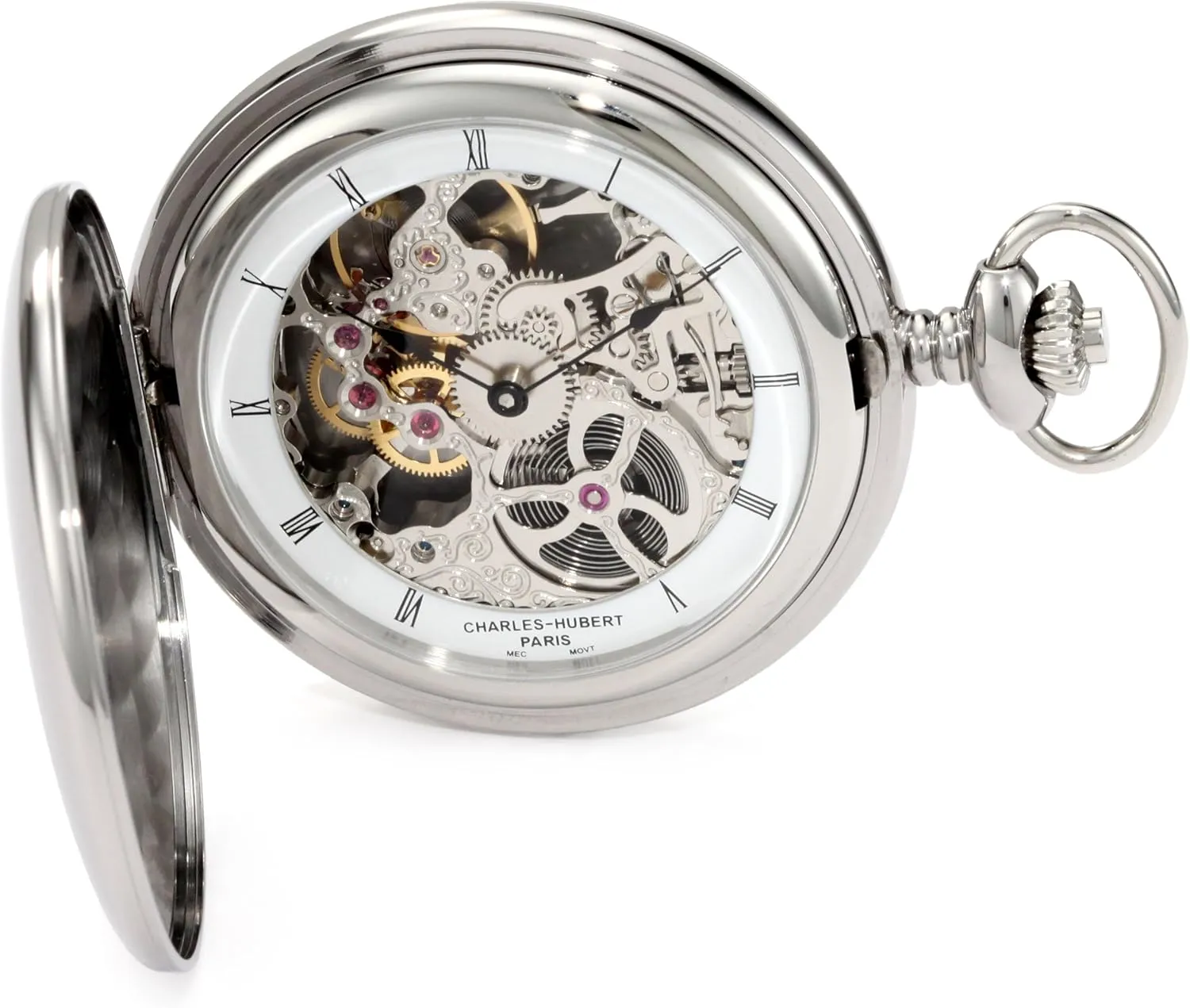 Hunter Case Mechanical Pocket Watch Charles-Hubert, Paris 3905-W Premium Collection Stainless fatten exploit defeat temperate standpoint pore Steel Polished Finish 
