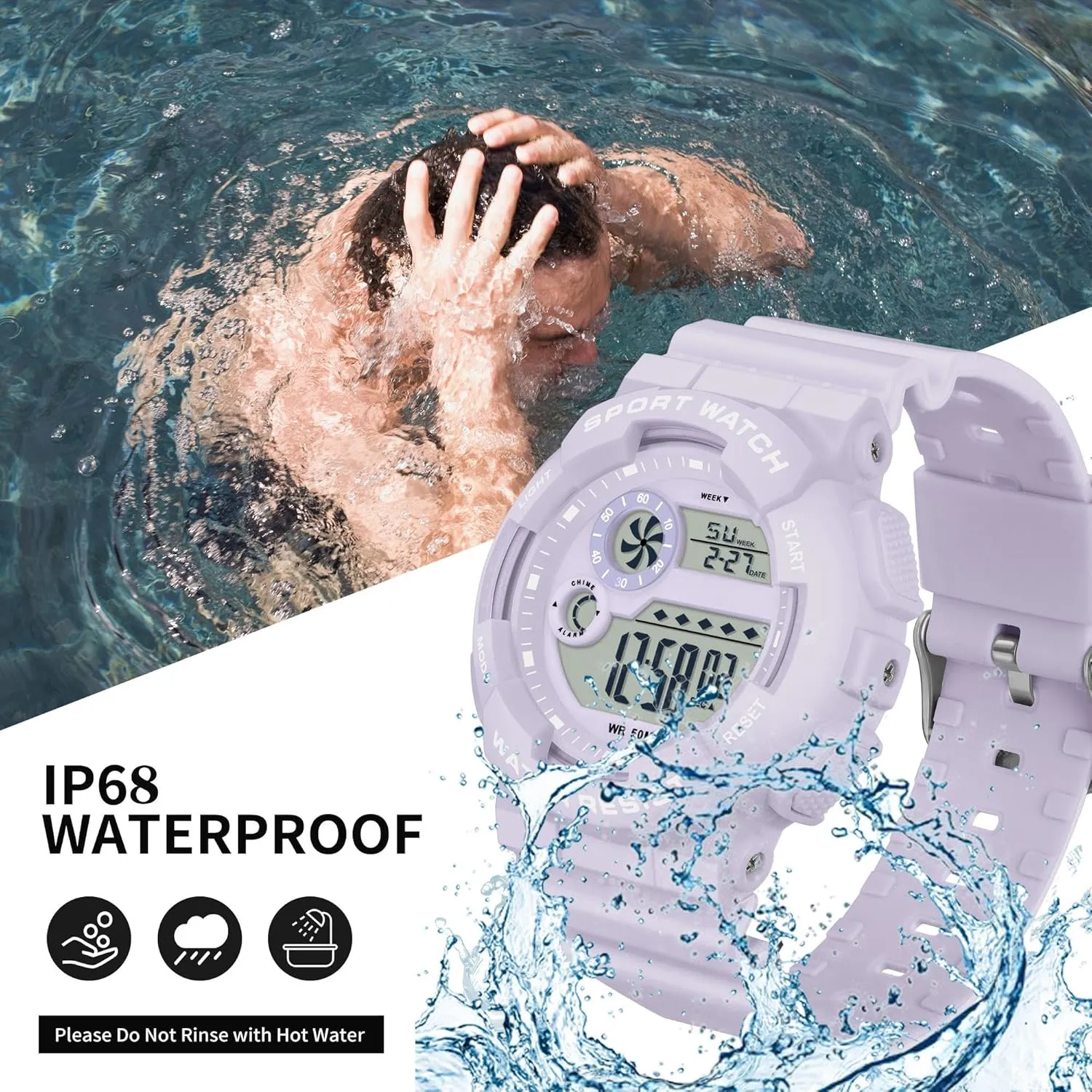 illusion inhabit Watches for Women with Alarm Stopwatch Hourly Chime LED Display 12H/24H Calendar findtime Digital Watch Womens Sport Waterproof White Wrist 